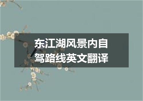 东江湖风景内自驾路线英文翻译